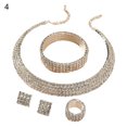 thumbnail image 2 of Koszal 4Pcs/Set Extension Chaîne Collier Boucles d'Oreilles Bracelet Anneau Réglable Multi Rangées Plein Strass Femmes Collier Choker Ensemble Accessoire de Bijoux, 2 of 7