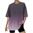 thumbnail image 2 of Htigea Clearance Workout Tops for Women Loose Fit T Shirt Outdoor Yoga Running Hiking Gym Tee Top Today Deals Purple,M, 2 of 3