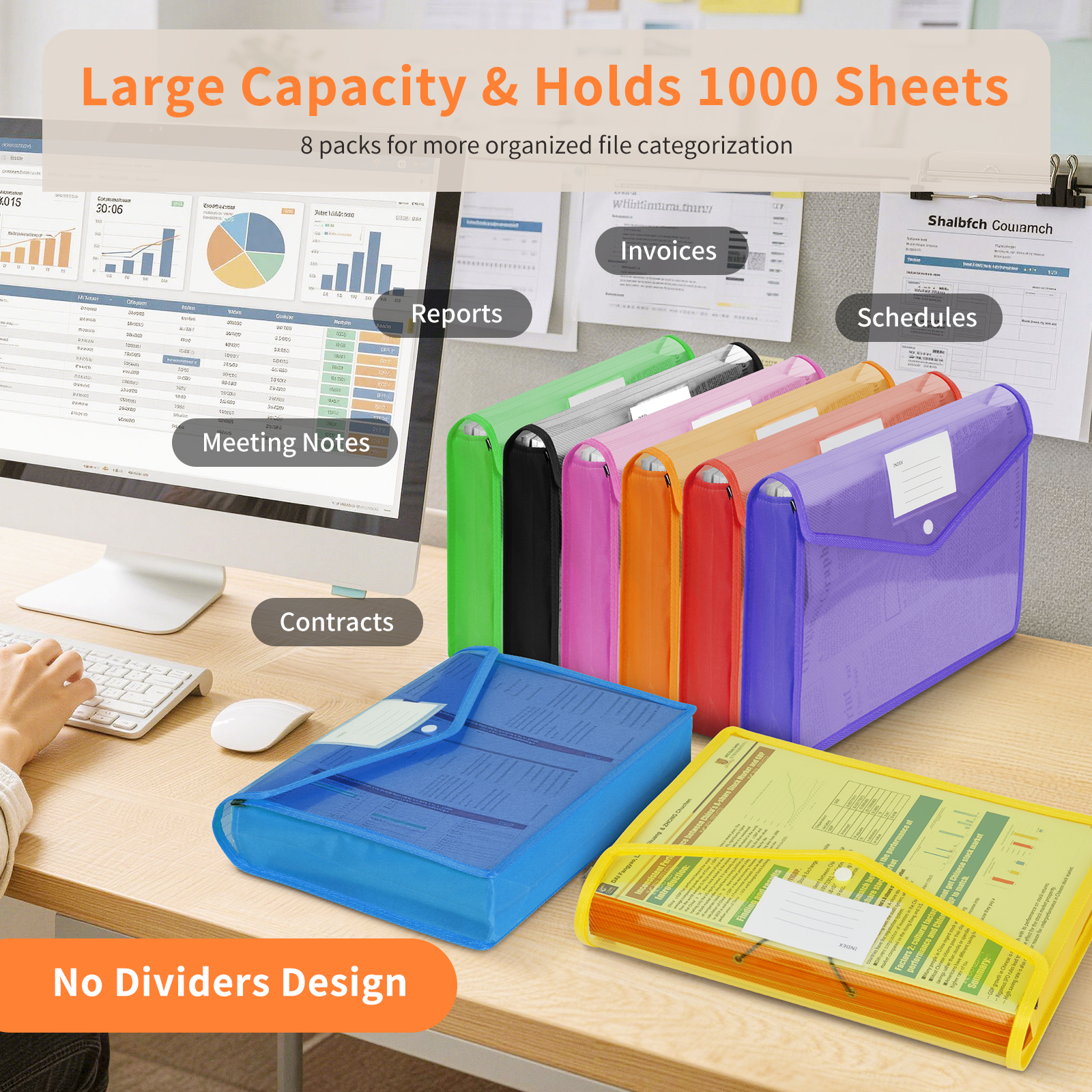 Phancir Plastic Expanding File Folders, 8-Pack photo 6