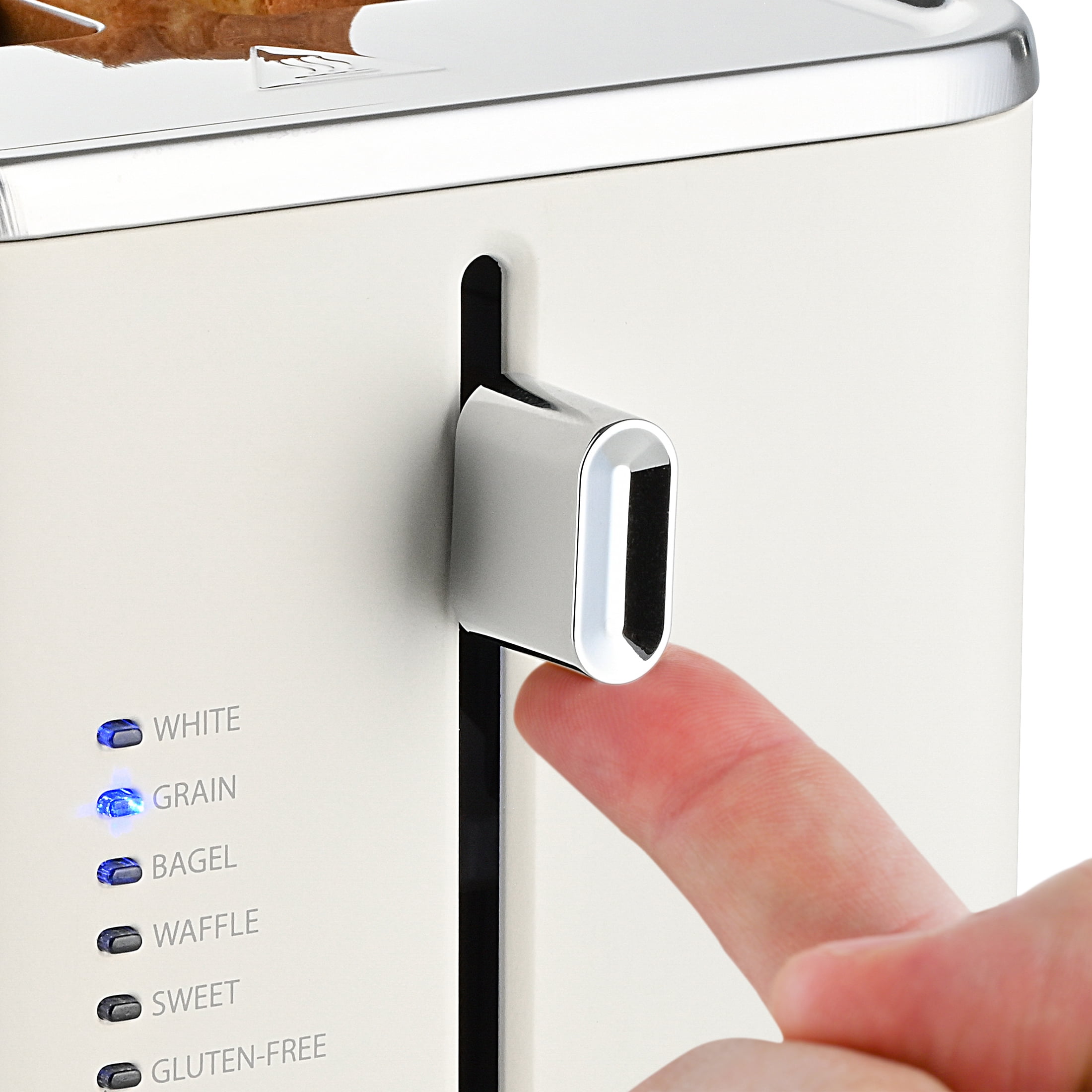 Toastmaster 2-Slice Multi-Function Toaster - Star White with Lever and Dial Controls, Extra Wide Slots, High Rise Toast Lift and Gluten Free Setting, 900W
