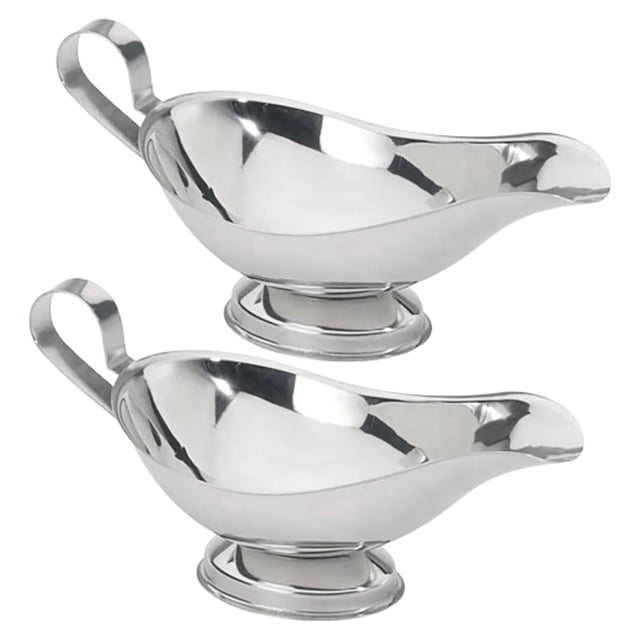 Salsera de Acero Inoxidable - Elegante Servidor de Salsas con Base de Gallon y Borde de Fácil Vertido - Salsera de Metal para Salsas y Aderezos