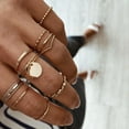 thumbnail image 2 of Geometric Gold Plated Knuckle Rings Set for Women - Fashion Alloy Statement Ring Set - European American Style, 2 of 6