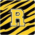 thumbnail image 1 of Carolines Treasures CJ1026-RFC Monogram - Tiger Stripe - Black Gold Foam Coasters- Initial Letter R - Set 4- 3.5 x 3.5 In., 1 of 1