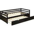 thumbnail image 4 of Twin Size Daybed with Pull-out Trundle Bed, Solid Wood Daybed with Guardrails, Twin Platform Bed Frame for Boys Girls Teens Adults Bedroom, Sturdy Wood Slats Support, No Box Spring Needed, 4 of 6