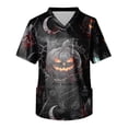 thumbnail image 4 of Domuza Halloween Scrubs for Men Top Novelty Spooky Print V-Neck Short Sleeve Nursing Uniform Shirts Comfy Soft Relaxed Fit Medical Workwear 2XL, 4 of 4