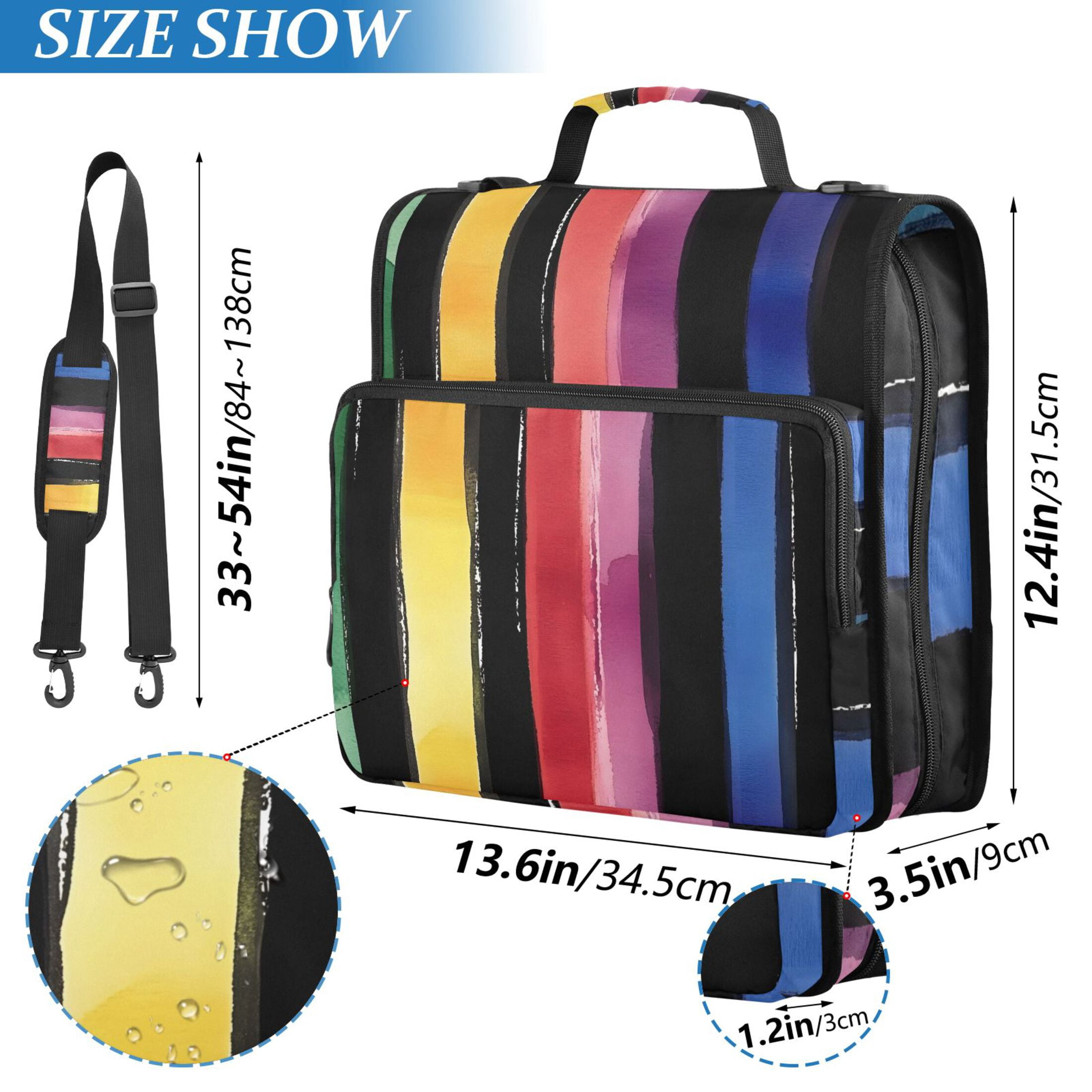 ALAZA Zipper Binder Bag Rainbow Stripes Pattern 3 Ring File Folder Binder Organizer Bag