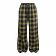 thumbnail image 3 of Oplxuo Straight-Leg Checkered Pants for Women Elastic Waist Loose Travel Lounge Buttom Trousers with Pockets, 3 of 4