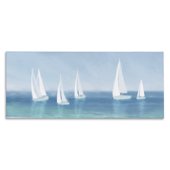 Stupell Industries Tropical White Sail Boats Across Coast Canvas Art, 24 x 10, by Dan Meneely