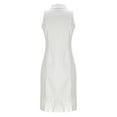 thumbnail image 5 of RYRJJ Western Cowgirl Dress for Women Summer Zipper V Neck Collared Sleeveless Dresses Vintage Tassel Fringe Faux Suede Mini Dresses(White,M), 5 of 7