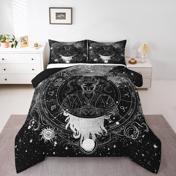 Erosebridal Galaxy Horoscope Bedding King Comforter Set,Universe Cosmos Comforters & Duvets,Starry Sky Comforter Sets King Size,Lightweight Psychedelic Room Decor,Reversible,3pcs