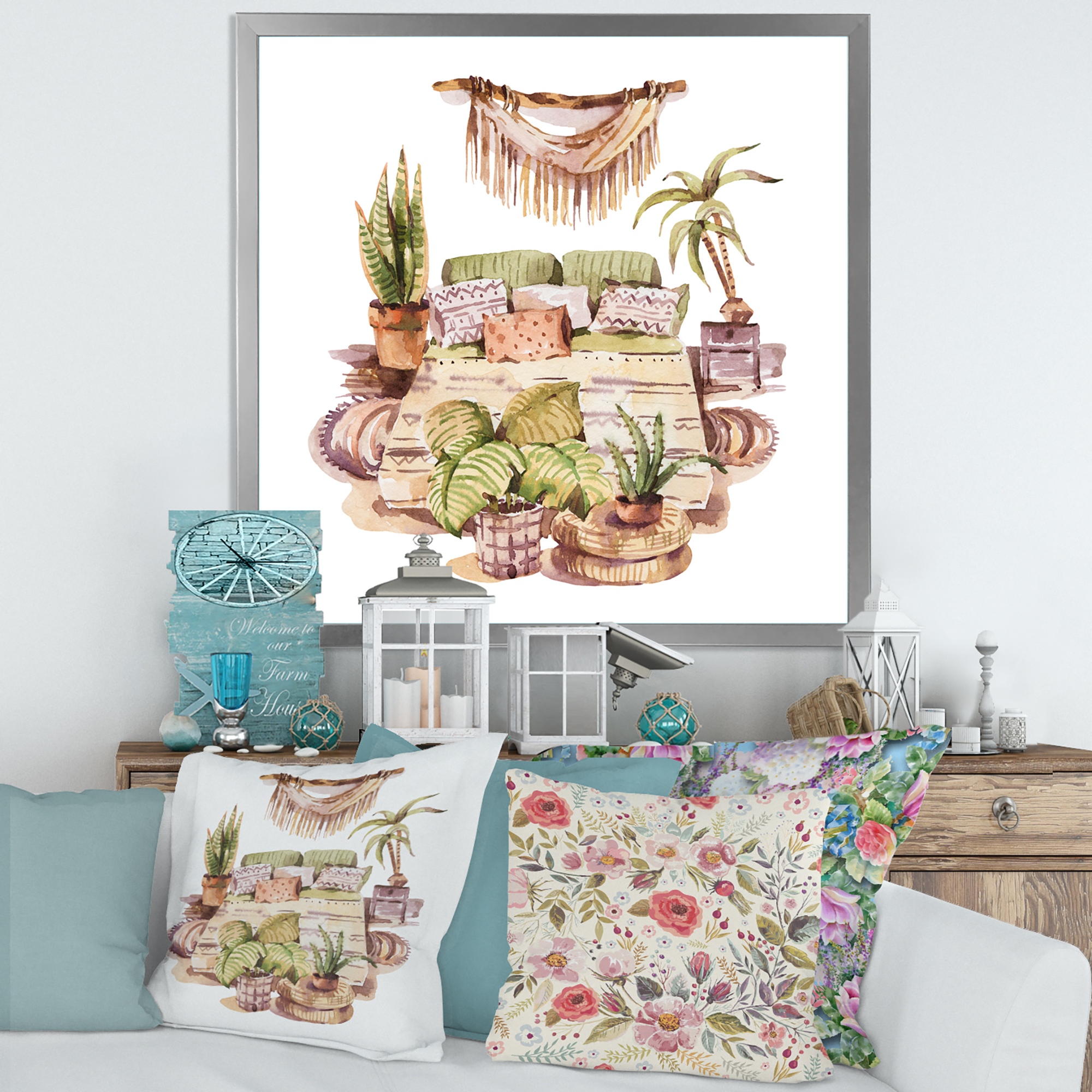 Designart 'Indoor House Plants Urban Jungle in Flowerpots IV' Traditional Framed Art Print