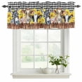 thumbnail image 2 of 2 Pack Valances for Windows, Plaid Pig Cow Wooden Window Valances for Living Room/Bedroom/Bathroom, Black White Farmhouse Animals Light Filtering Kitchen Curtain Valance Window Treatment 60"W x18" L, 2 of 9