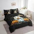 thumbnail image 3 of Manfei Happy Halloween Bedding Sets Twin Size,Orange Pumpkin Maple Comforter Sets with Sheets,Kawaii Ghost Bed in a Bag Twin Size,Lightweight Bedroom Decor Reversible,7-Piece, 3 of 7