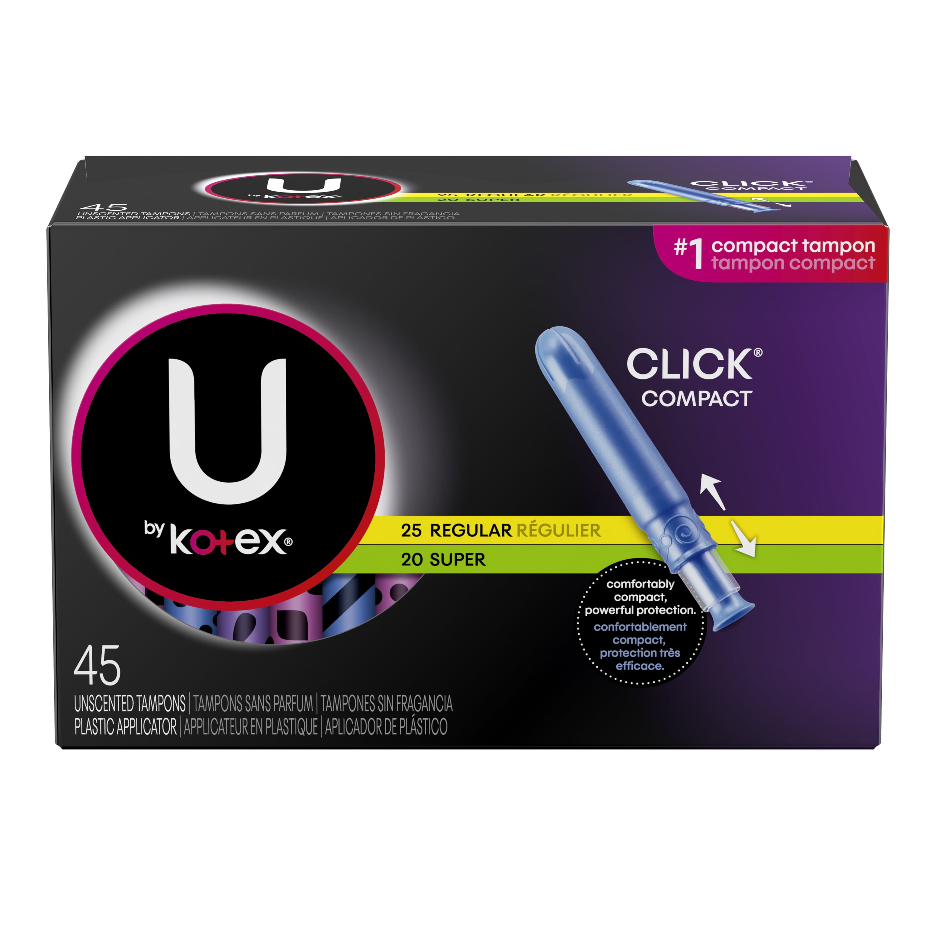U by Kotex Click Compact Tampons, Multipack, Regular/Super Absorbency