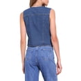 thumbnail image 3 of CHALECO DE JEAN SIN MANGAS CON CUELLO EN V PARA MUJERES INSPIRAR CHIC, CON BOLSILLOS DE SOLAPA, CHAQUETA DE DENIM CON BOTONES EN LA CINTURA, TAMAÑO S, AZUL OSCURO, 3 of 6