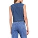 thumbnail image 3 of CHALECO DE JEAN SIN MANGAS CON CUELLO EN V PARA MUJERES INSPIRAR CHIC, CON BOLSILLOS DE SOLAPA, CHAQUETA DE DENIM CON BOTONES EN LA CINTURA, TAMAÑO S, AZUL OSCURO, 3 of 6