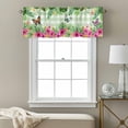 thumbnail image 3 of Summer Tropical Plant Valance Curtain for Windows Hibiscus Monstera Butterfly Plaid Rod Pocket Curtain Valances Short Window Treatments Panels for Kitchen Bathroom Laundry Room Basement 42 x 12 Inch, 3 of 9