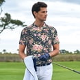 thumbnail image 3 of Susaid Vintage Floral Print Men's Short Sleeve Polo Shirt, Golf Shirts for Men, Business Casual Polos-4X-Large, 3 of 6