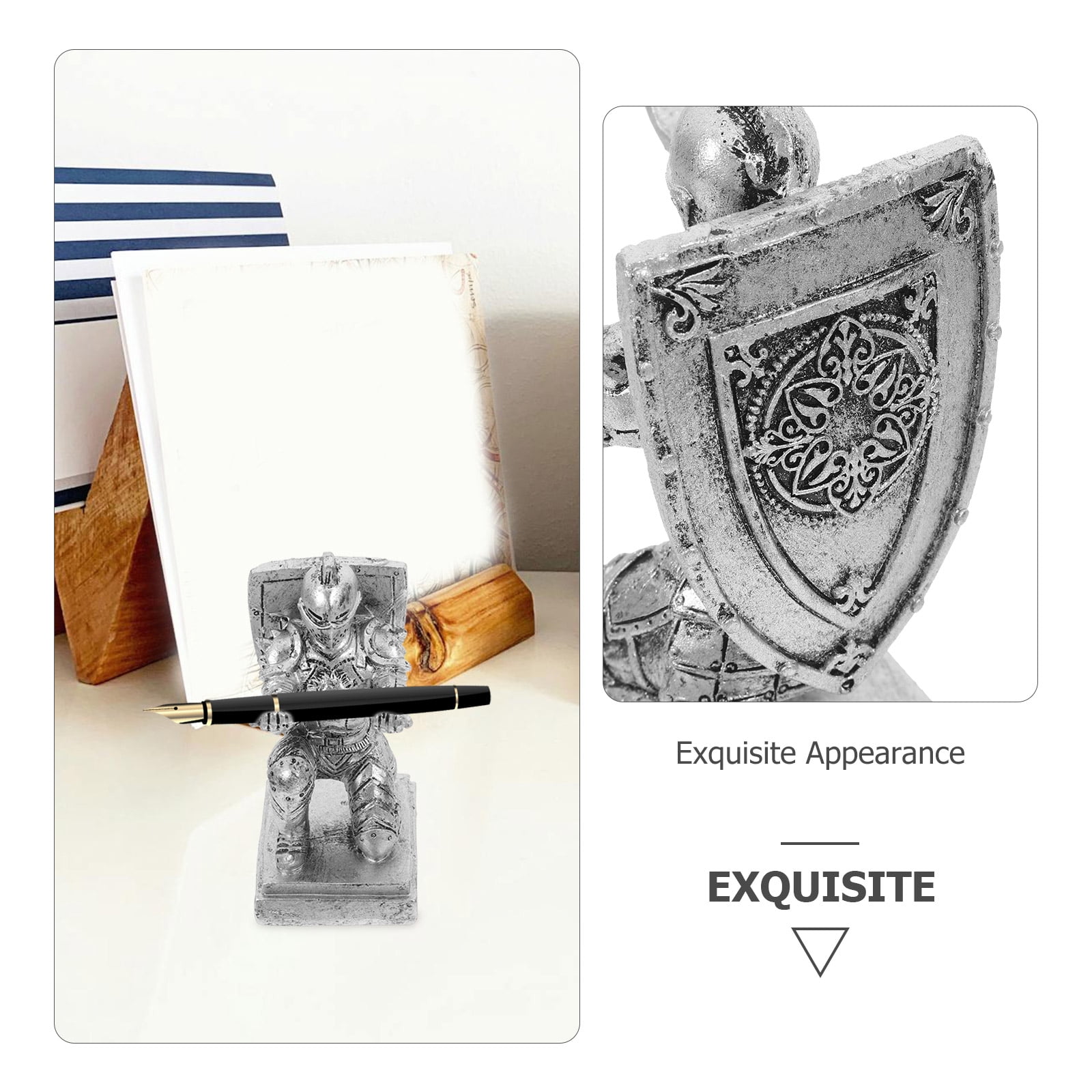 5pcs Resin Knight Shape Pen Holder Desk Organizer Accessories Desk Decoration Pen Stand For Office And Home Stationery Decor