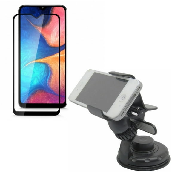 Galaxy A50/A20 Windshield Car Mount w Anti-Glare Screen Protector - Holder Glass Cradle, Tempered Glass Matte Anti-Fingerprint for Samsung Galaxy A50/A20