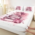 thumbnail image 3 of Castle Fairy Watercolor Pink Fashion Full Size Sheets,Chic Floral Flower Rose Bed Sheets, 3 of 7