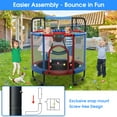 thumbnail image 7 of YORIN Trampoline for Kids, 55'' Toddler Mini Trampoline with Enclosure Net, Basketball Hoop, 4.5FT Indoor/Outdoor Kids Trampoline with Swing, Adjustable Gymnastics Bars, Gifts for Boys Girls, 500LBS, 7 of 7