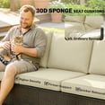 thumbnail image 4 of Outsunny 3 Seater Outdoor Couch Sofa, PE Wicker Patio Sofa with Wide Deep Seat, 4" Cushions, Wood-Effect Armrests and Legs, Beige, 4 of 9