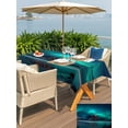 thumbnail image 5 of Outdoor Tablecloth with Umbrella Hole for Patio/Picnic/Party/Camping, Teal Blue Mountain Waterproof Table Cloth Rectangle Table Cover Washable, Modern Art Waves Seaside (60"x 84"), 5 of 9