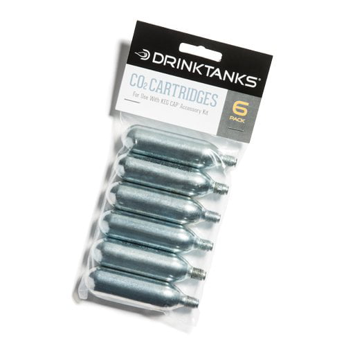 DrinkTanks 6 Pack of Co2 Cartridges for use with Keg Cap Accessory Kit 