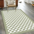 thumbnail image 4 of 3x5 Area Rugs, Sage Green Plaid Non-Skid Rubber Backing Large Rectangle Rugs - Living Room Bedroom Home Office, Farmhouse Green White Checkered Lace Indoor Floor Mat Carpets Washable Rug, 4 of 9