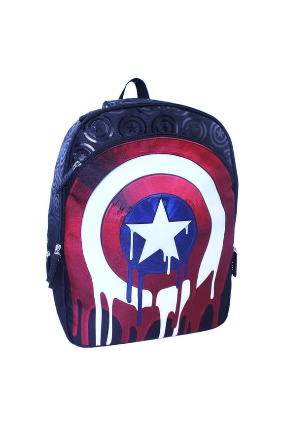 Captain America Drip Shield Laptop Backpack Black Book Bag