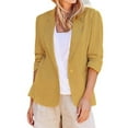 thumbnail image 2 of Weikingp Womens Blazer, Lightweight for Women Business Casual Linen Jackets Plus Size Work One ButTon Suit Jackets with Pocket Blazers for Women Business Casual Blazers for Women Yellow 3Xl, 2 of 9