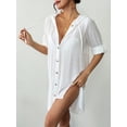 thumbnail image 4 of Bsubseach Fashion Womens Hooded Button Down Swimsuit Cover Up Roll Sleeve Beach Shirt Dress Cover-ups S-XXL, 4 of 6