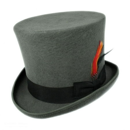 Victorian Wool Felt Top Hat - 7.75 - Gray