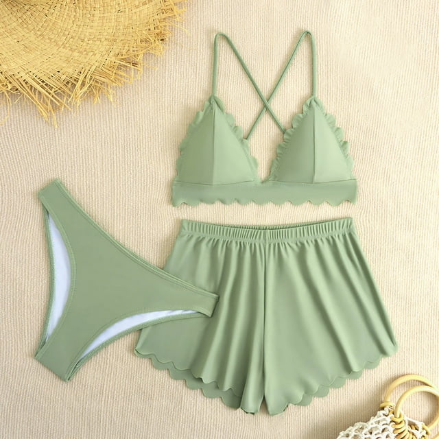 Trajes de baño para mujer Traje de baño de tres piezas para mujer con cordón Traje de baño de dos piezas para playa Trajes de baño para mujer Trajes de baño para mujer Trajes de baño de moda de playa