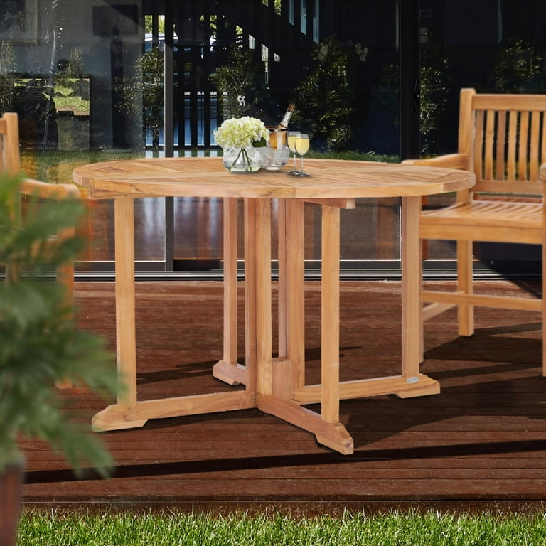 Chic Teak Butterfly Teak Round Patio Dining Table Walmart