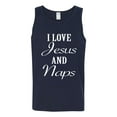 thumbnail image 2 of Wild Bobby I Love Jesus and Naps Inspirational/Christian Men Graphic Tank Top, Navy, 3X-Large, 2 of 5
