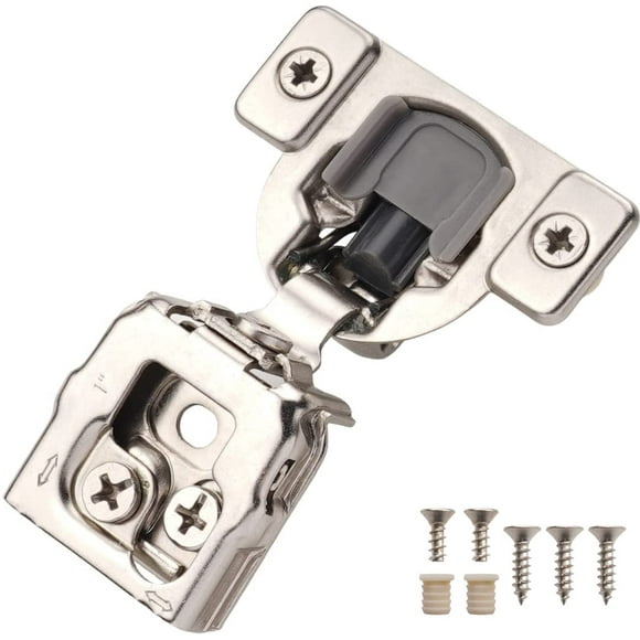 DecoBasics 20 Pack 1" Overlay Soft Close Cabinet Hinges for Kitchen Cabinets - Satin Nickel Self Closing Kitchen Cabinet Hinges Concealed with Built-in Soft Close Hinges Damper -3 Way Adjustability