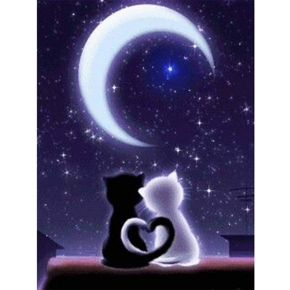 5D Diamond Painting Kits for Adults&Kids Full Drill Love Cat Diamond Art Paint with Round Diamonds DIY Gem Painting Kit for Home Wall Decor