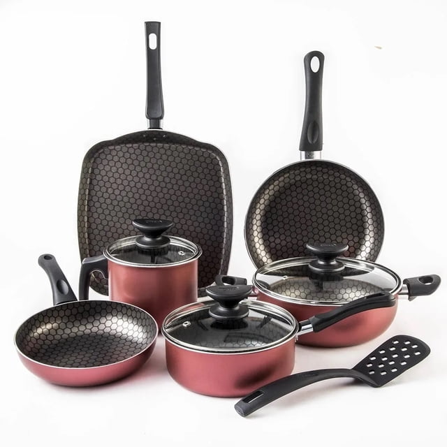 Batería de Cocina de aluminio Cinsa, Magnifica 10 Piezas Rojo Metálico