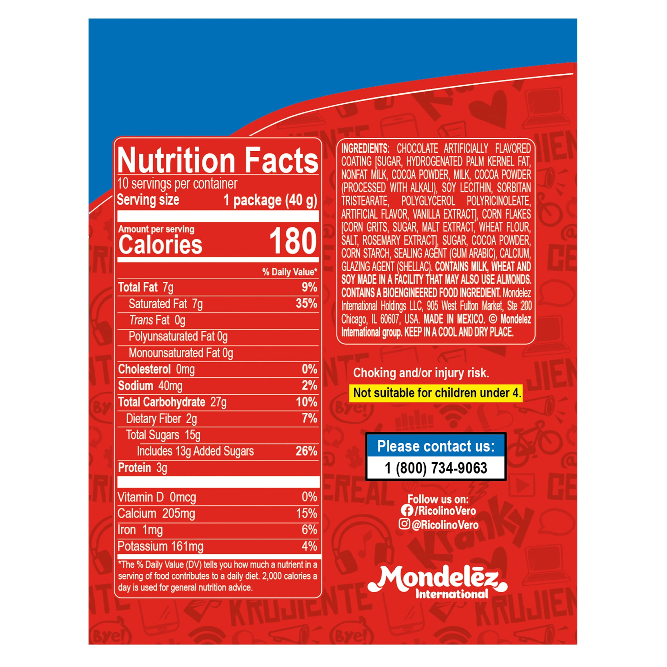 Ricolino Kranky Chocolate Covered Cornflakes, 1.41 oz, 10 Count Box