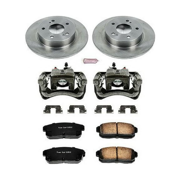 PowerStop Rear Stock Replacement Brake Pad and Rotor Kit with Calipers Fits: INFINITI NISSAN Select Models KCOE1169