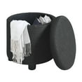 thumbnail image 4 of Designs4Comfort Round Accent Storage Ottoman with Reversible Tray Lid, Dark Charcoal Gray Fabric, 4 of 7