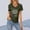 Army Green, variant on FAOWME Women's T Shirts Short Sleeve V Neck Letter Print Comfortable Slim Fit Tops For Casual Daily Wear Army Green L