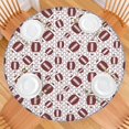 thumbnail image 2 of Brown Footballs with Stars Pattern Round Fitted Tablecloth with Elastic Edge,Dining Table Cover Waterproof,Outdoor Round Tablecloth for Camping,Dining,Indoor and Outdoor, 2 of 7