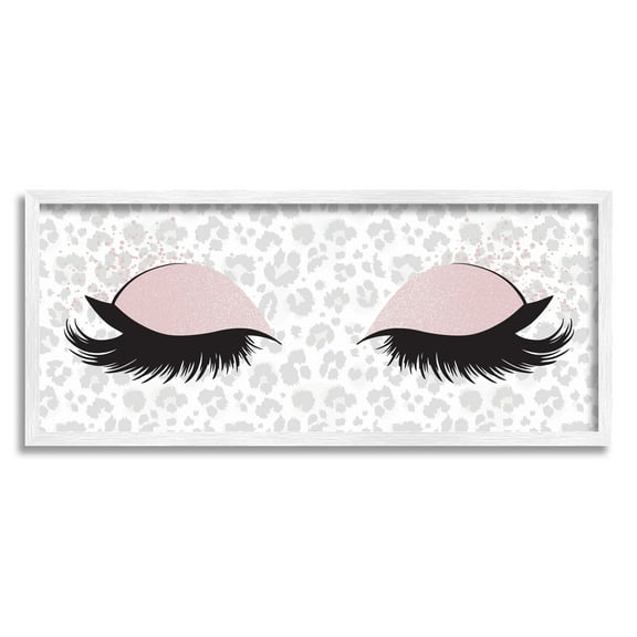 Stupell Glam Makeup Leopard Pattern Beauty & Fashion Painting White Framed Art Print Wall Art