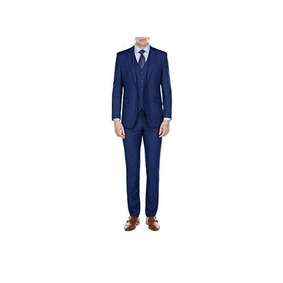 Men's Slim Fitted Blue 3 Piece Single Breasted 2 Button Notch Lapel Suits (Buy Wholesale 10PC&UP Of This For $90)