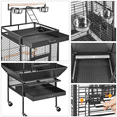 thumbnail image 5 of Alden Design 61"  Rolling Metal Bird Cage with Play Top for Small/Medium Birds, Black, 5 of 8