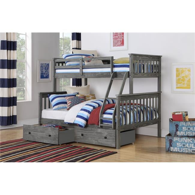 Donco Kids PD1223BGTF505BG Twin Over Full Size Mission Bunk Bed
