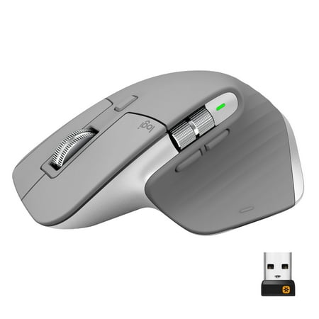 Logitech MX Master 3 Wireless Computer Mouse, 7 Buttons, 2.4GHz, Bluetooth, Mid Gray